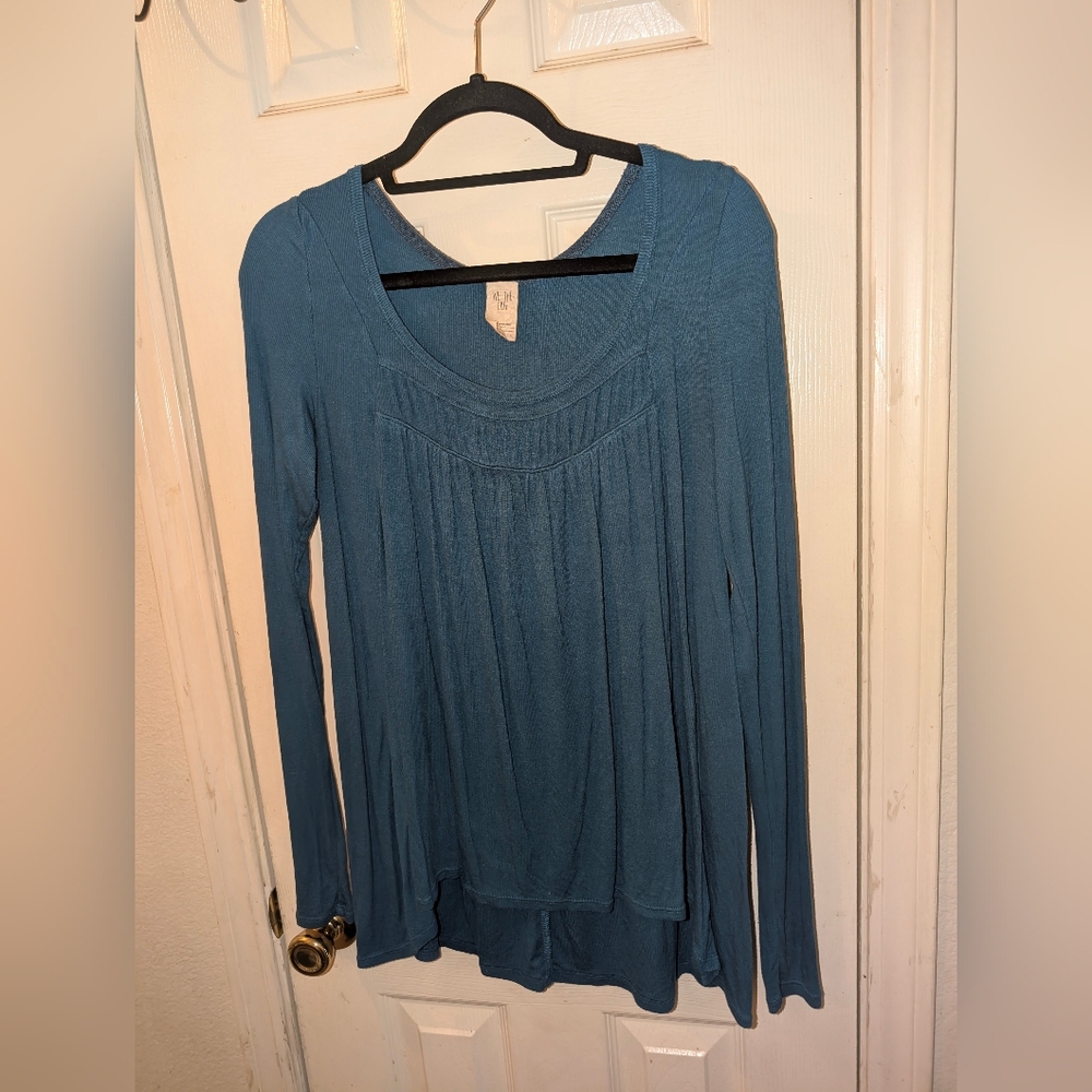 We The Free Blue Love Valley Long Sleeve Tunic Top